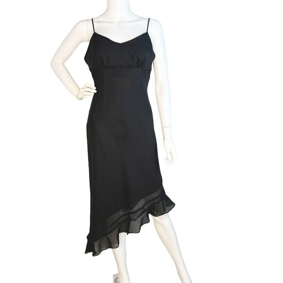 Vintage 90s Size M Gown Dress Fairy Grunge Goth Vampy Milkmaid Asymmetric Hem - Picture 1 of 7